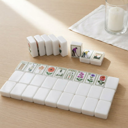 Clubhouse Green mahjong tiles face down showing white backs