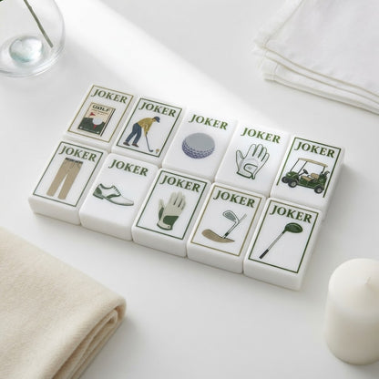 Clubhouse Green mahjong Joker tiles with golf illustrations