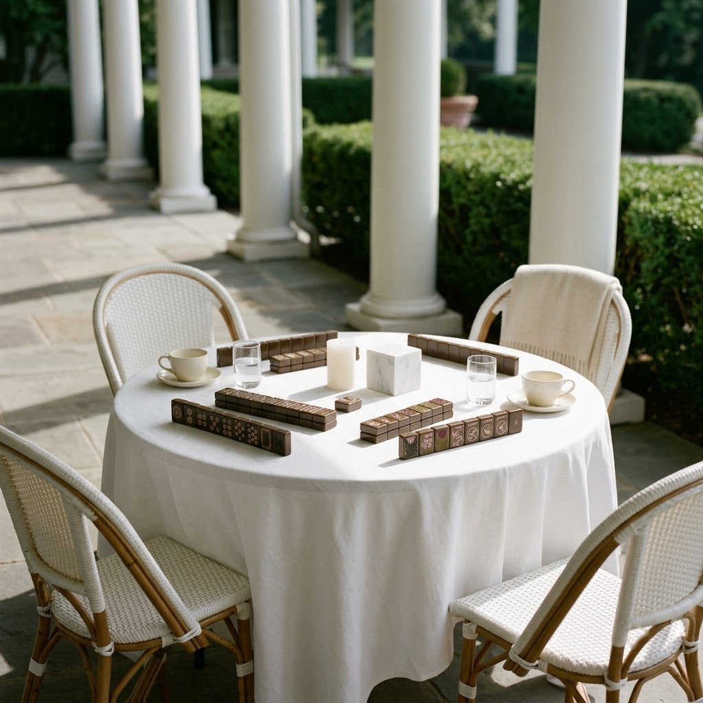 Set laid out on a terrace table