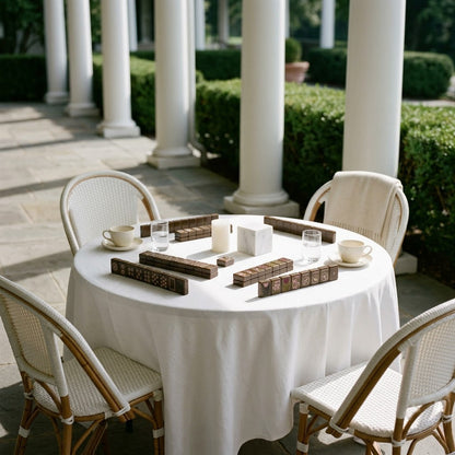 Set laid out on a terrace table