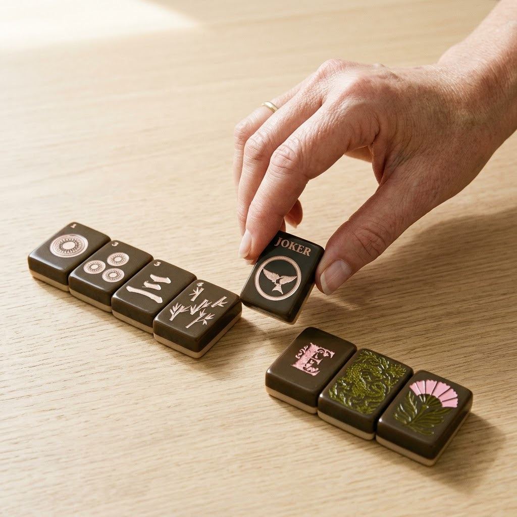 A hand setting a tile down