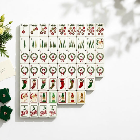Elf & Evergreen Christmas mahjong set, full 160-tile set