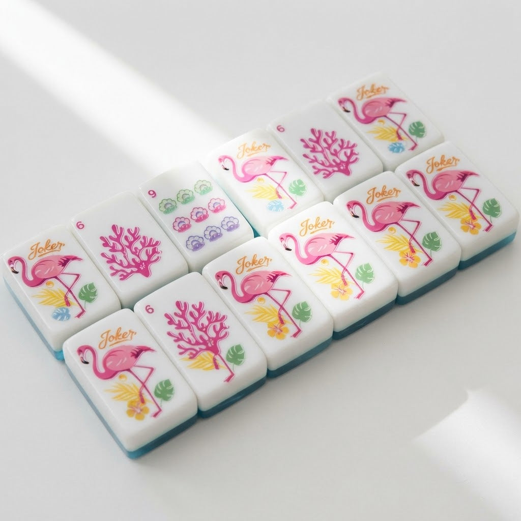 Flamingo Lagoon mahjong Joker tiles with pink flamingos