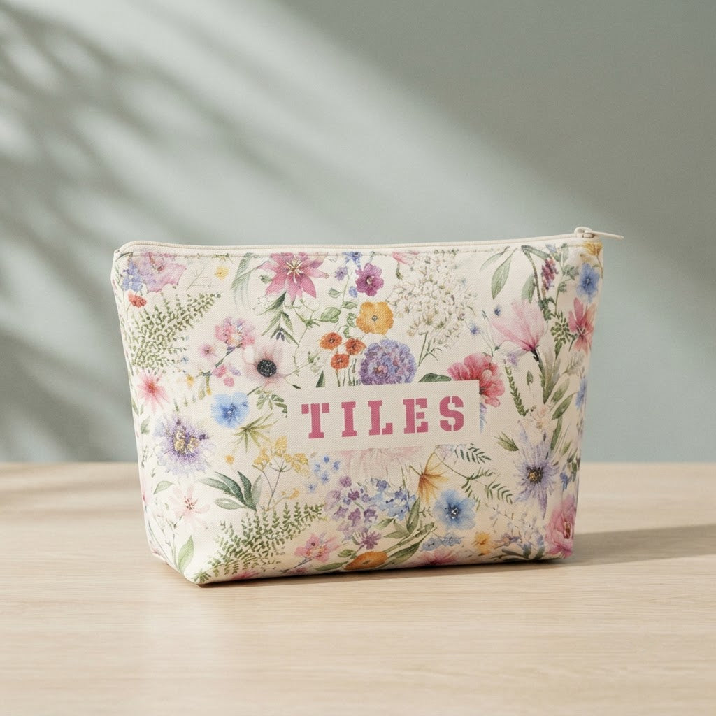 The TILES pouch of the floral Mahjong travel bag set