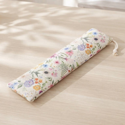 The drawstring rack sleeve of the floral Mahjong travel bag set, closed and lying flat