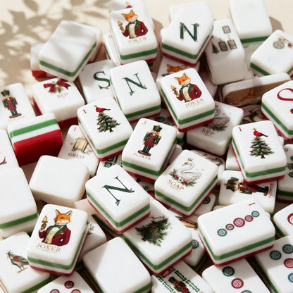 Fox & Holly mahjong tiles in a loose pile