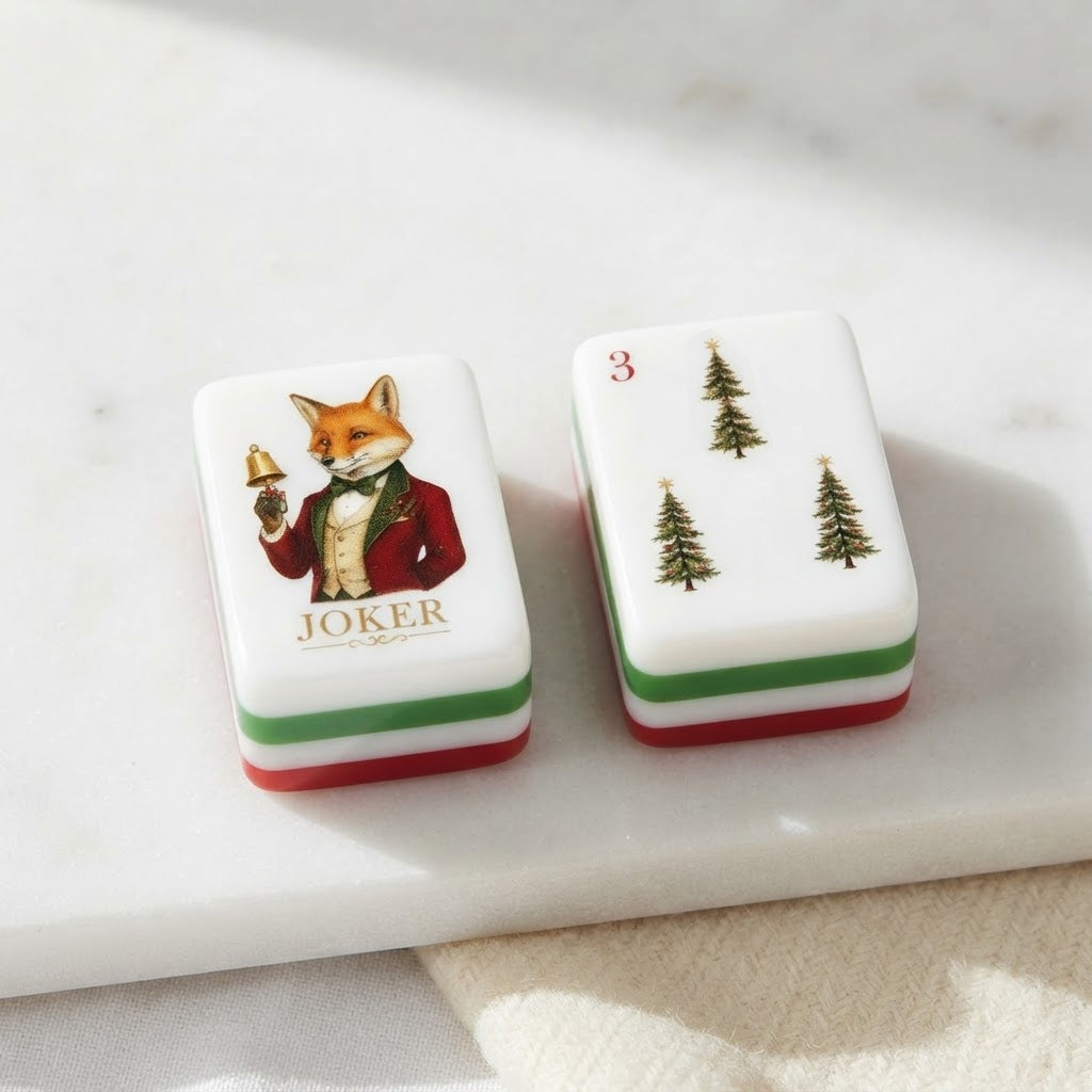 Fox & Holly fox Joker tile beside a fir-tree Bam tile