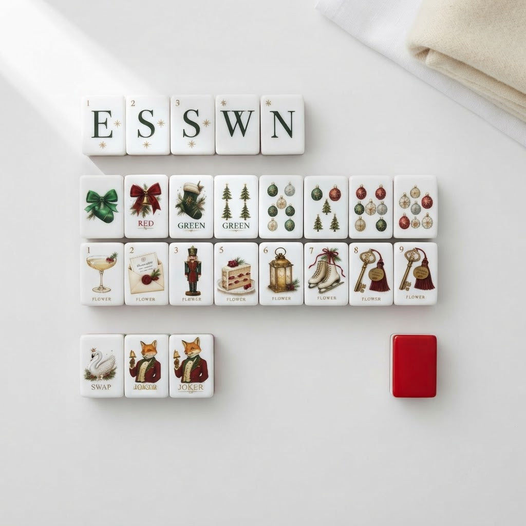 Fox & Holly mahjong wind, dragon and flower tiles