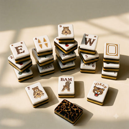 A skyline of tile stacks seen from a low angle