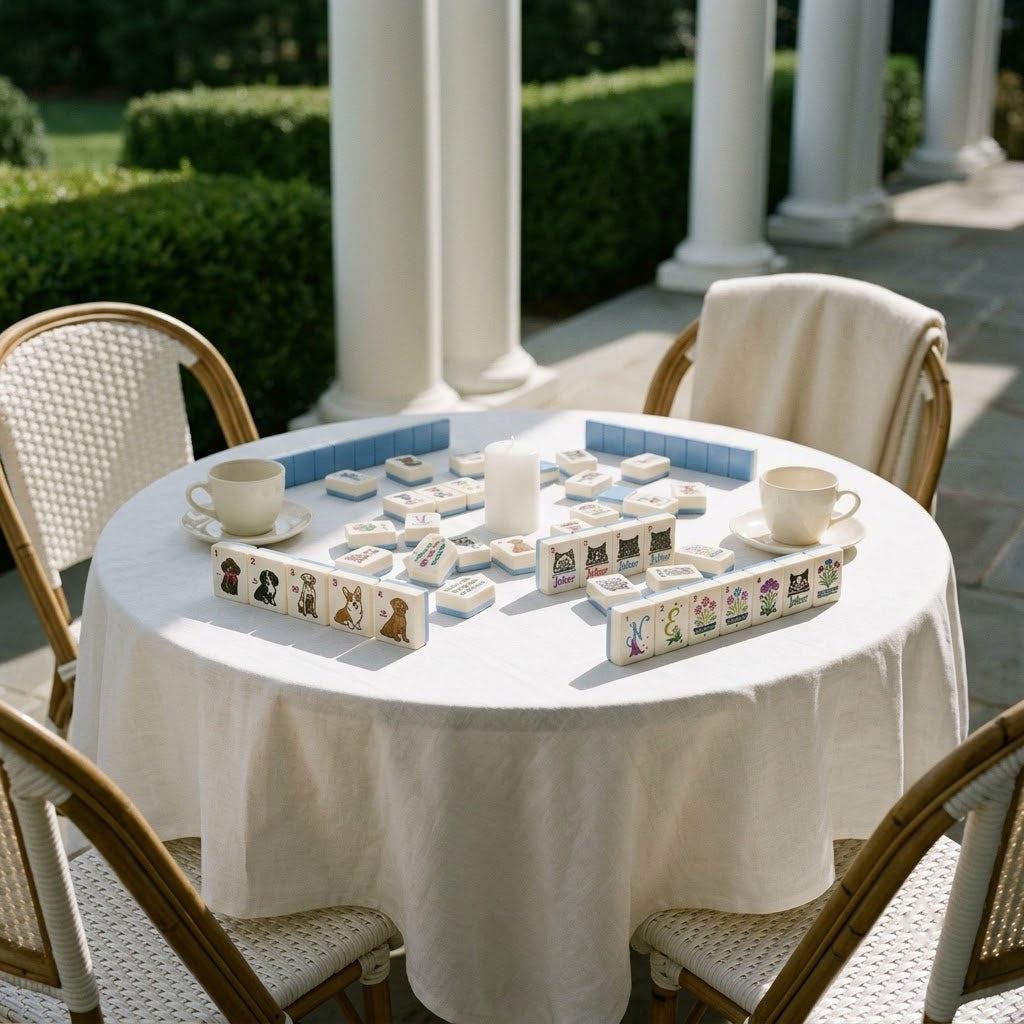 Set laid out on a terrace table