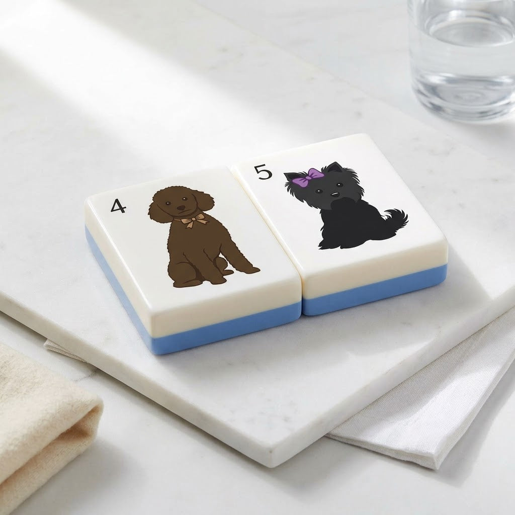 Close-up of two breed portrait tiles