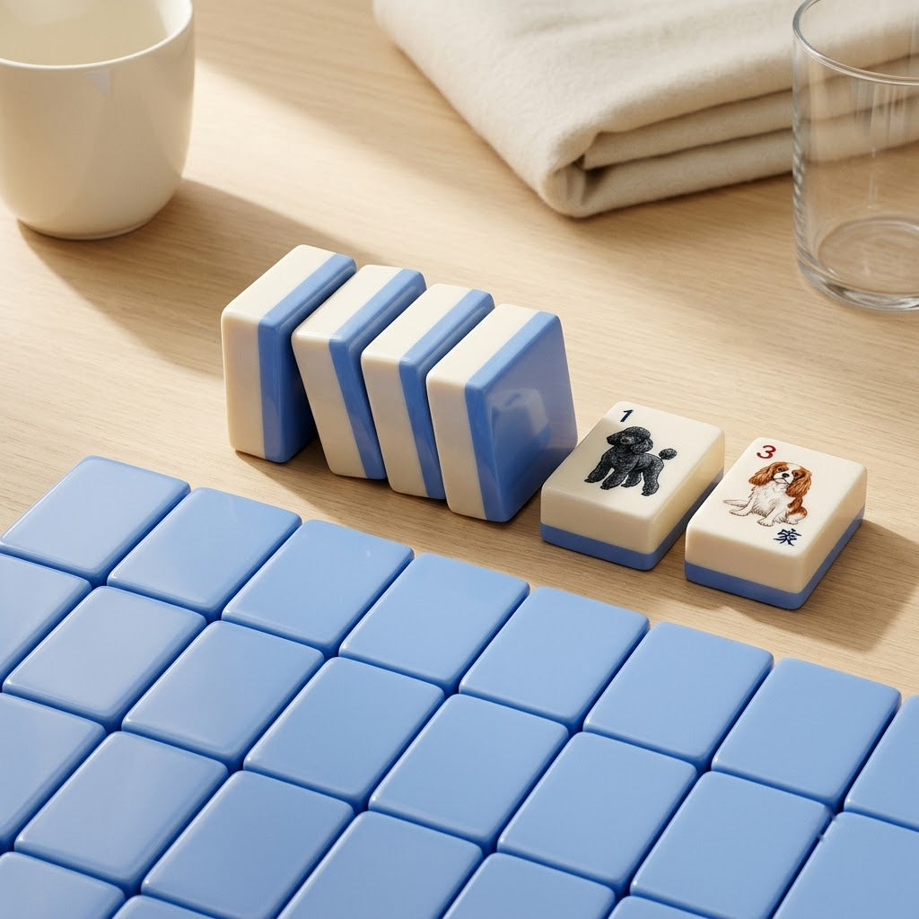 Cornflower blue tile backs and the two-layer side edge