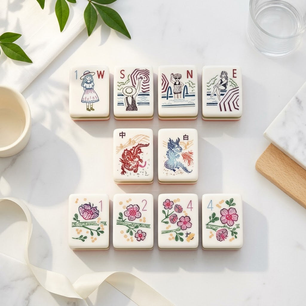 The winds, the dragons and the flower tiles laid out in three tidy rows