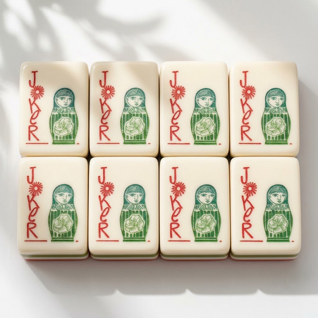 The Joker tiles side by side — the same hand-lettered nesting doll on every one