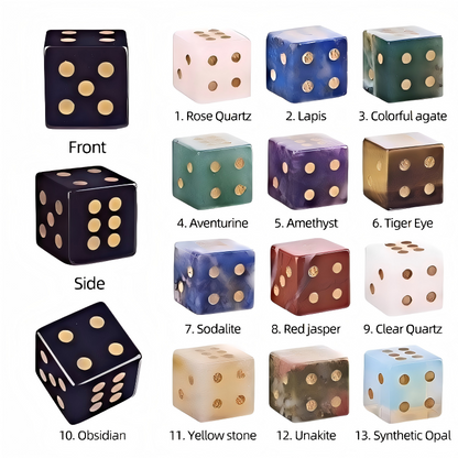 Natural Gemstone Mahjong Dice — Set of 6