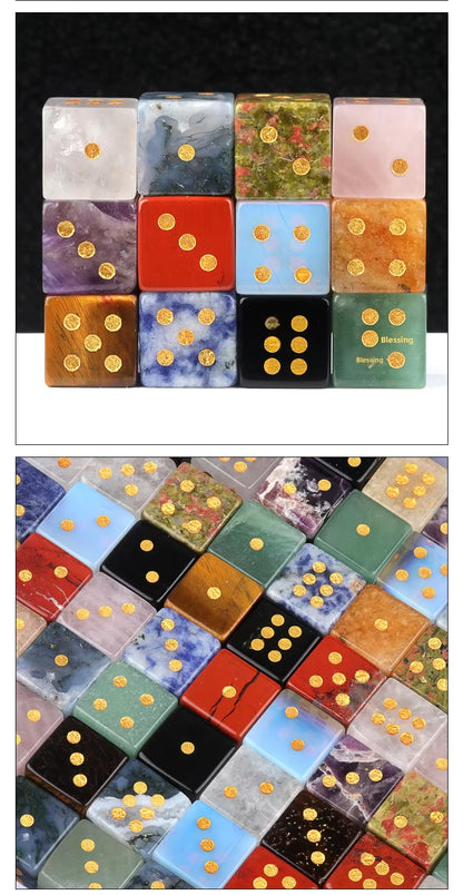 Natural Gemstone Mahjong Dice — Set of 6
