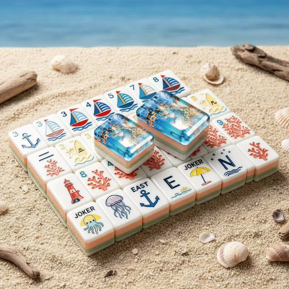 Ocean Blue Mermaid Luxury American Mahjong Set — 160 NMJL-Ready Tiles