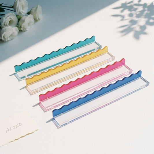 Iridescent Wave mahjong racks, set of four with wavy backs in teal, yellow, hot pink and blue