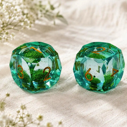 Emerald Green resin mahjong dice pair