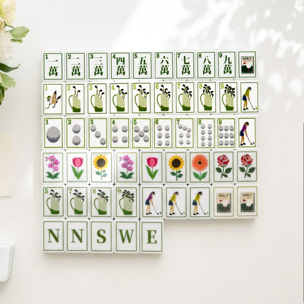 Ladies' Tee Time Mahjong Set tiles laid out face up in rows