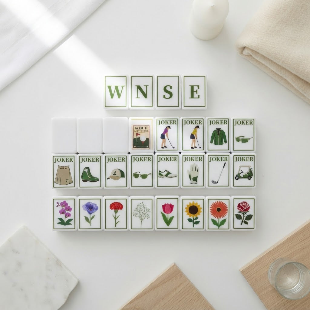 Ladies' Tee Time mahjong wind, dragon and flower tiles