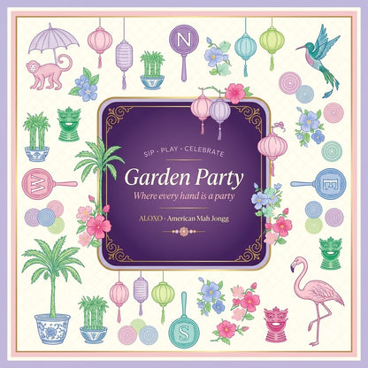 Lantern Garden Party Mahjong Mat — the full printed artwork, top view