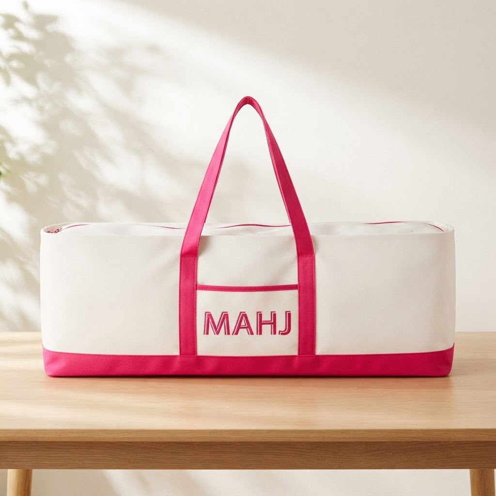 Long mahjong tote bag in fuchsia