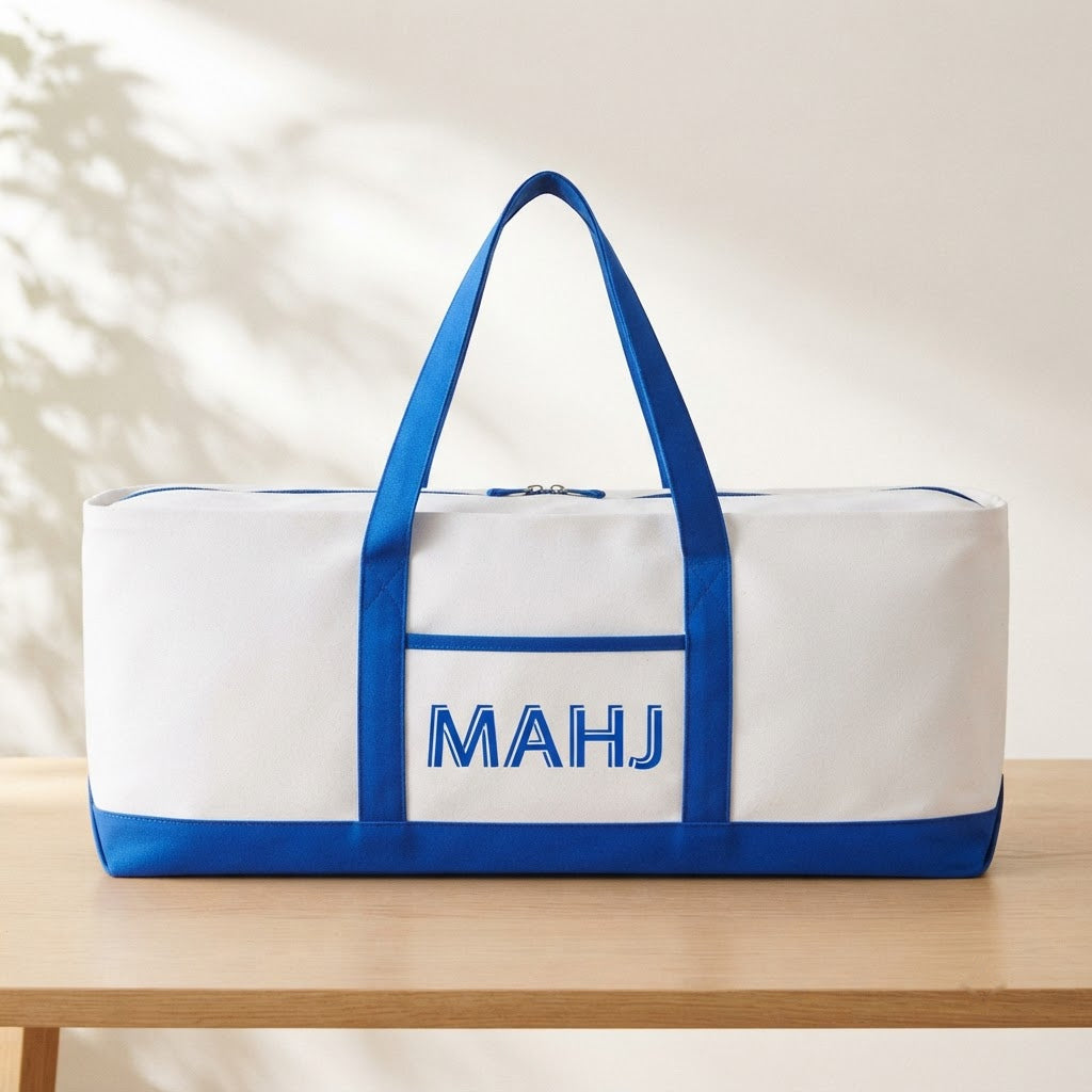 Long mahjong tote bag in royal blue