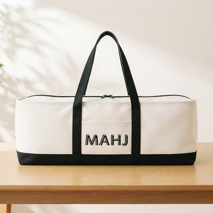 Long mahjong tote bag in black