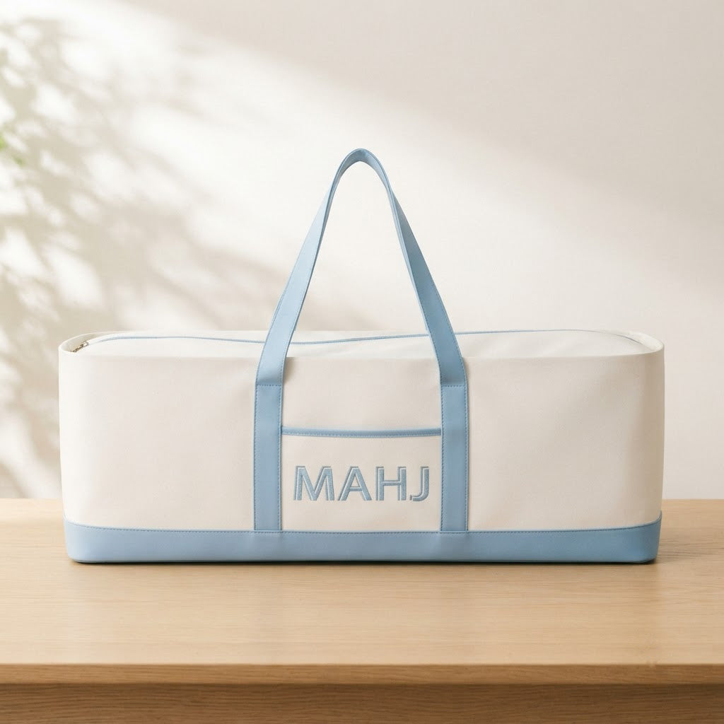 Long mahjong tote bag in sky blue