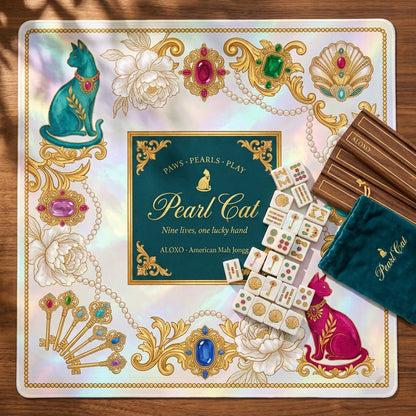 Lucky Pearl Cat Mahjong Mat — Roll-Up