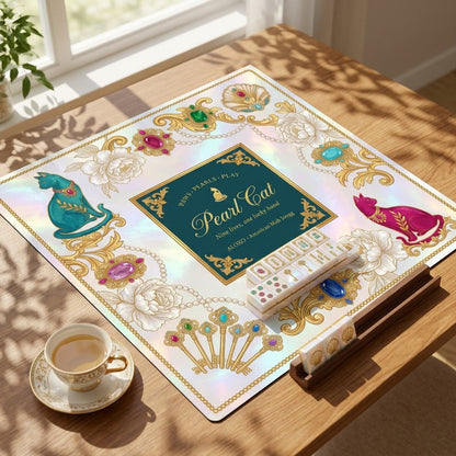 Lucky Pearl Cat Mahjong Mat — Roll-Up