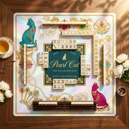 Lucky Pearl Cat Mahjong Mat — Roll-Up