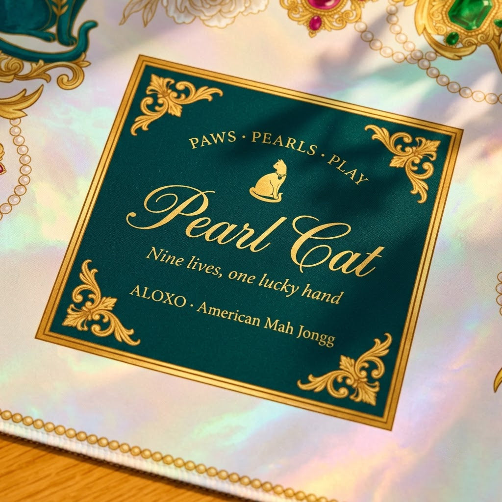 Lucky Pearl Cat Mahjong Mat — Roll-Up