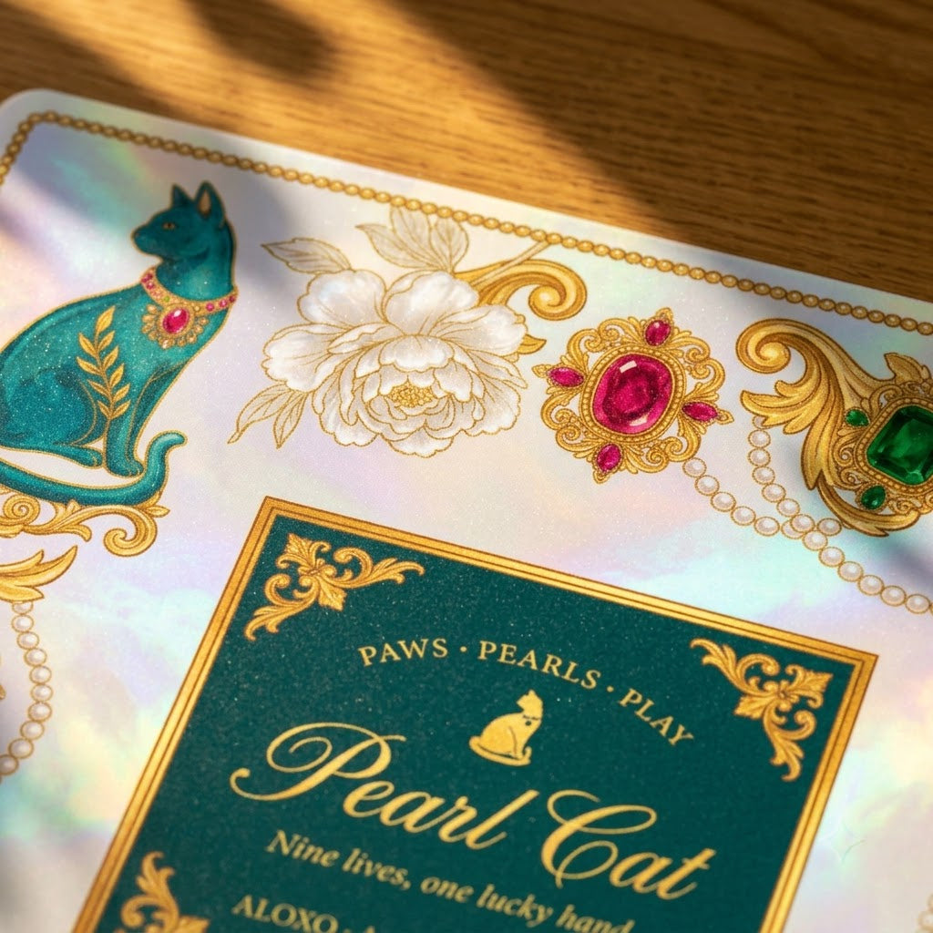 Lucky Pearl Cat Mahjong Mat — Roll-Up