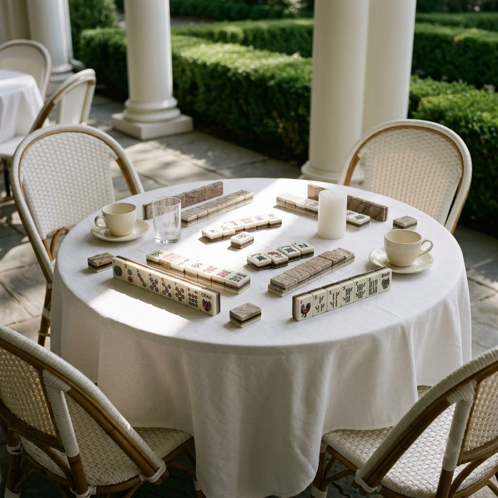 Set laid out on a terrace table