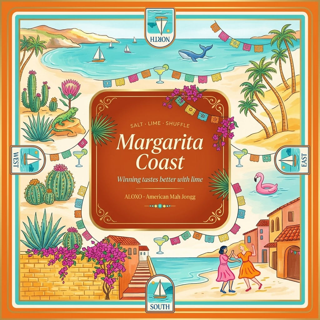 Margarita Fiesta Mahjong Mat — the full printed artwork, top view