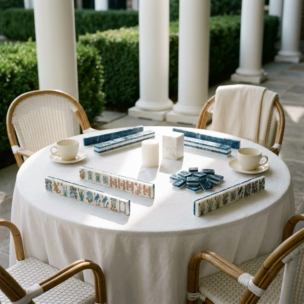 Set laid out on a terrace table