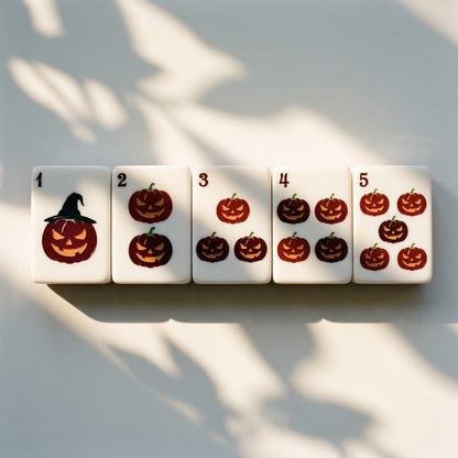 Jack-o'-lantern dot tiles running one to five