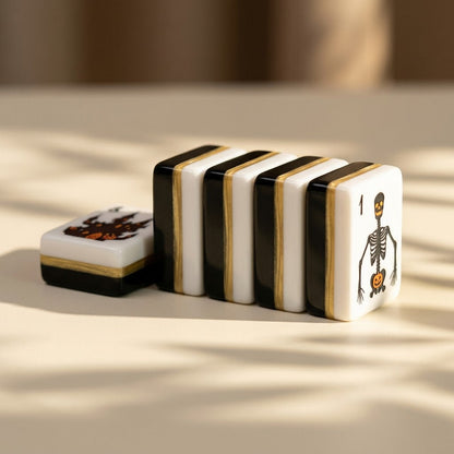 Macro of the black tile edges with a fine gold band