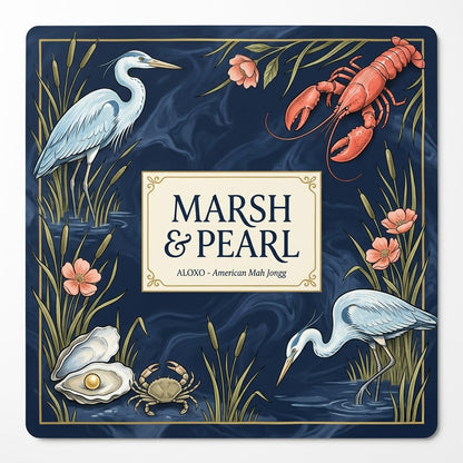 Midnight Marsh & Pearl mahjong mat, full printed artwork seen from above