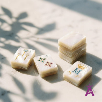 Stack of pearl mahjong tiles showing tile thickness