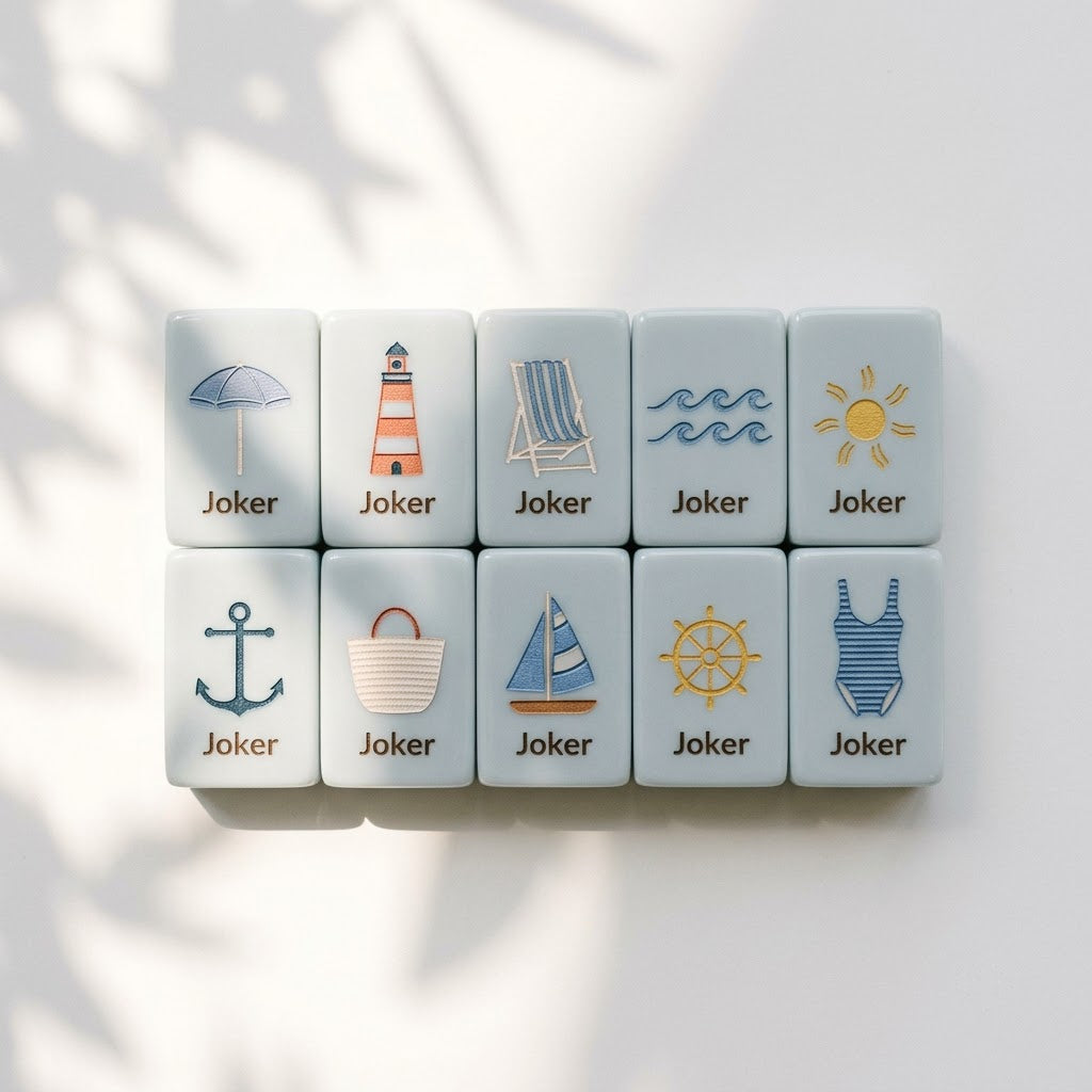 Nantucket Shore Joker tiles — ten different coastal designs, no two alike