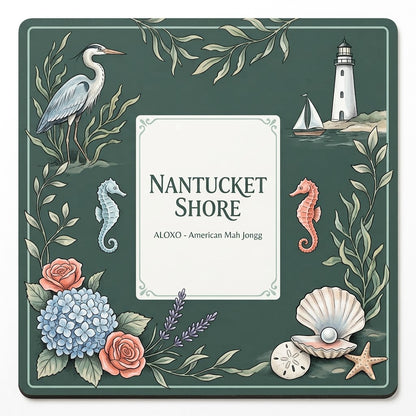 Nantucket Lighthouse Shore mahjong mat, full printed artwork seen from above