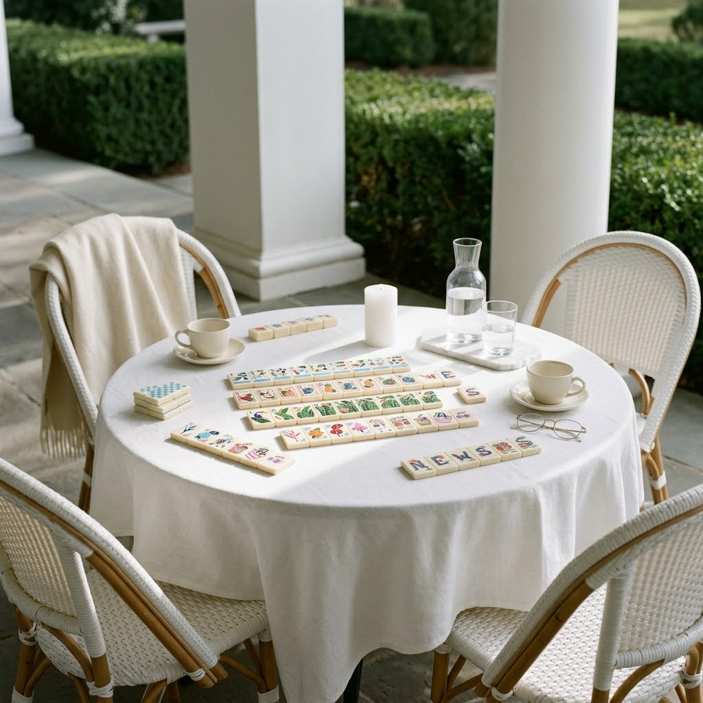 Set laid out on a terrace table