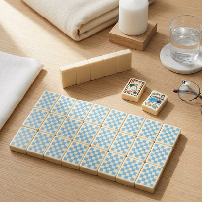 Checkerboard tile backs and the ivory side edge