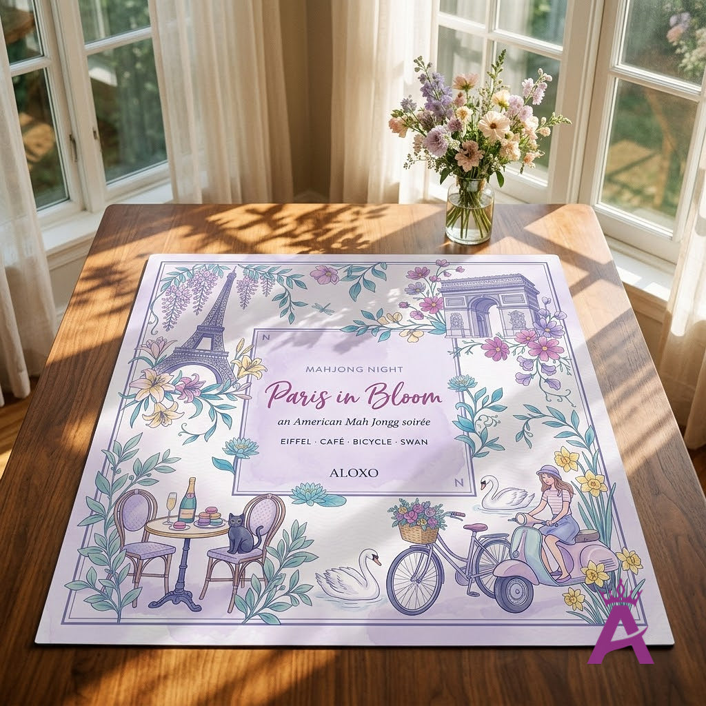 Paris in Bloom Mahjong Mat — Roll-Up