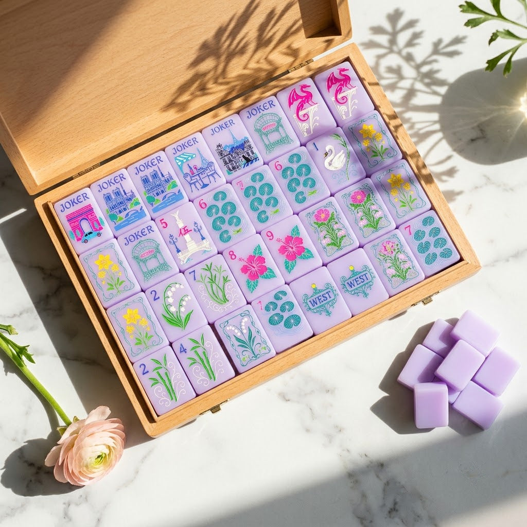 Paris in Bloom mahjong — tile in hand scale