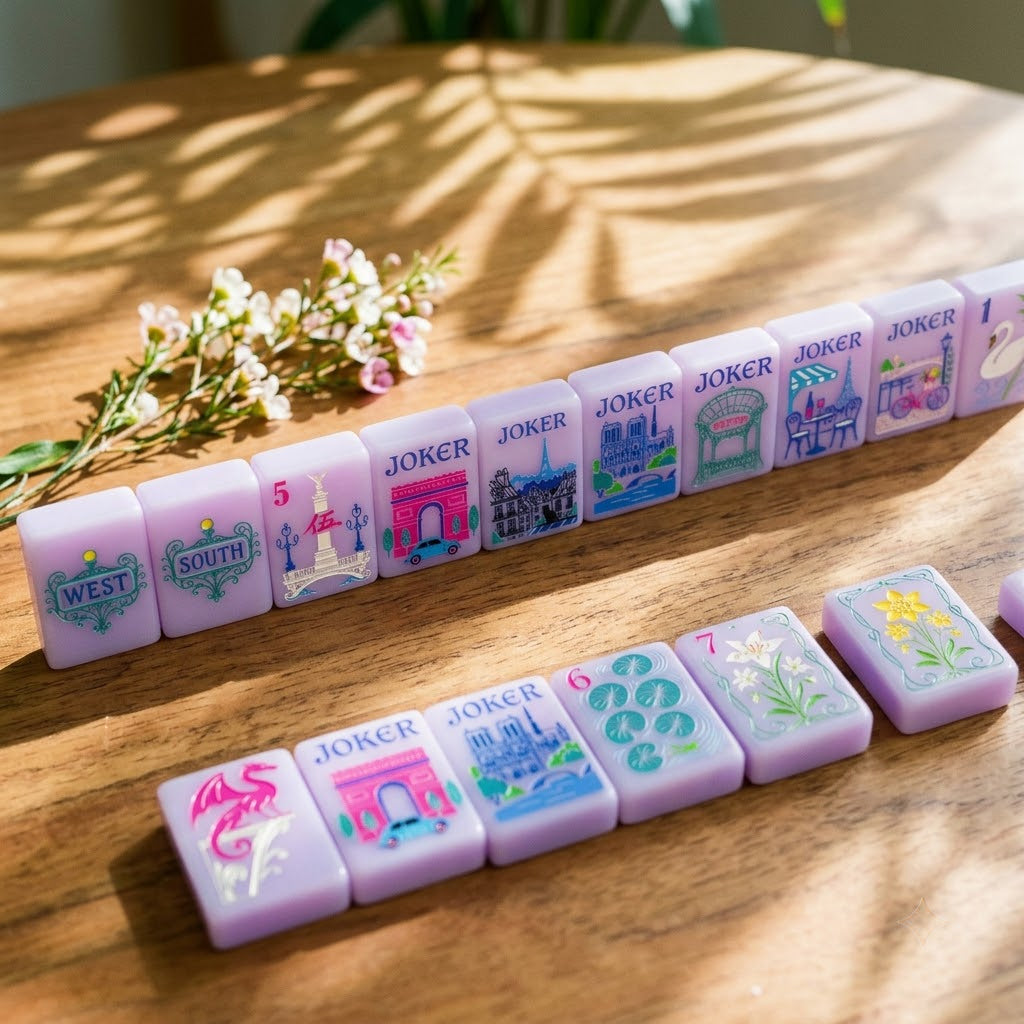 Paris in Bloom mahjong — open case complete set