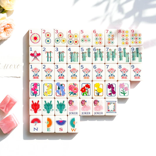 Pink Floral Mahjong Set — 160 Glossy Tiles